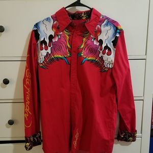 Ed hardy button up long sleeve shirt